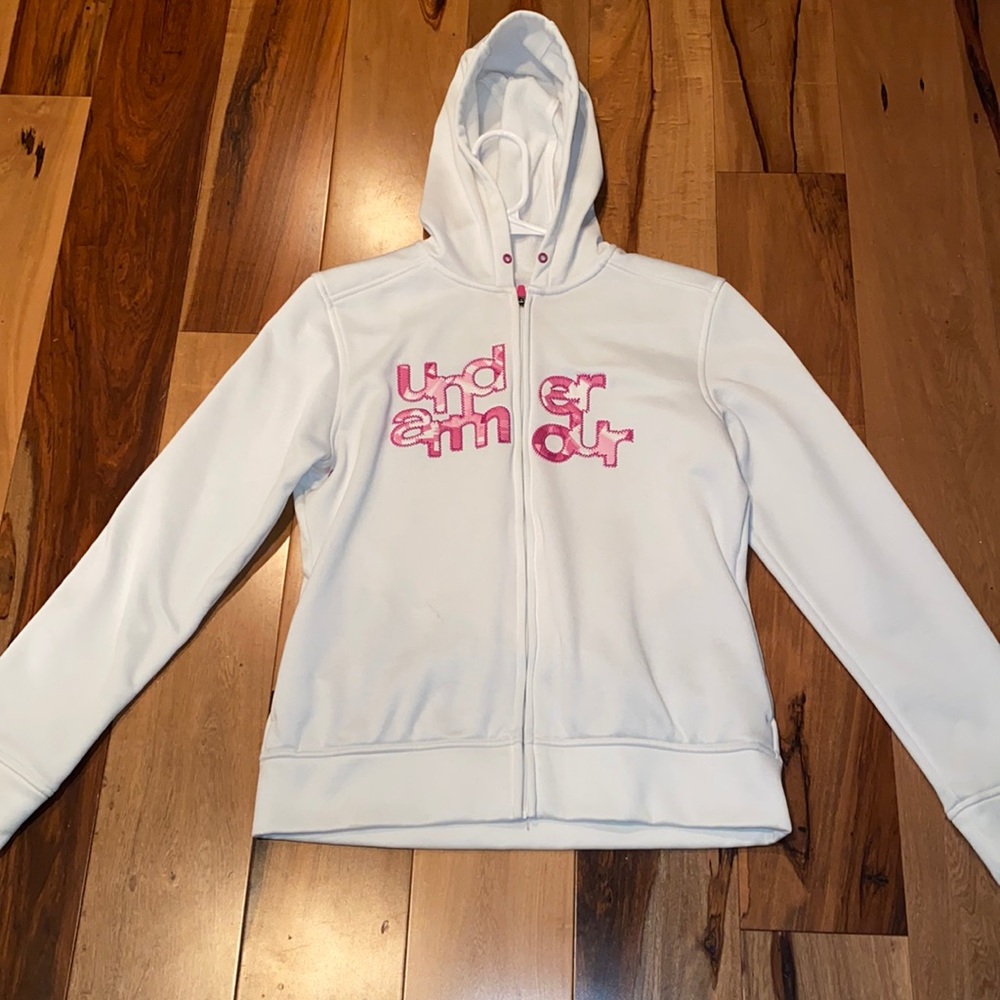 LIKE NEW~UNDER ARMOUR EMBROIDERED FLEECE ZIP UP HOODIE~YOUTH XL - Picture 1 of 6